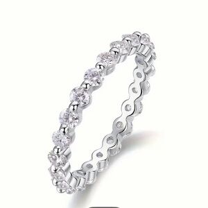 Elegant Silver Eternity Band Size 7